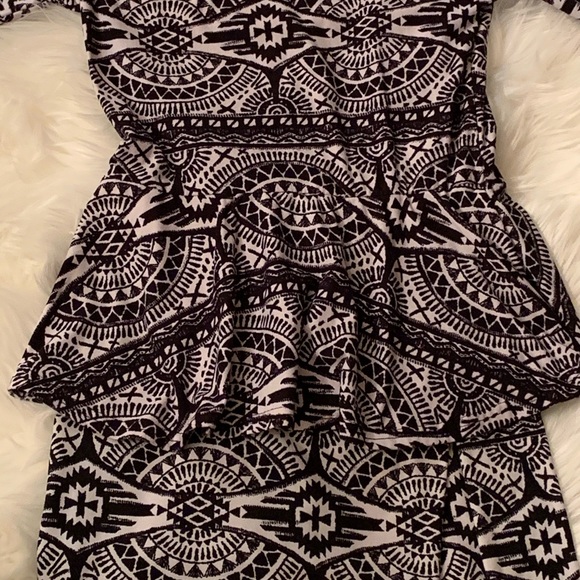 3/$30 Hot Kiss Tribal Peplum Waist Midi Dress - Picture 5 of 8